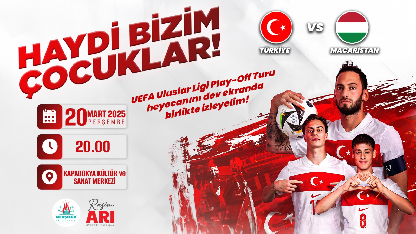 Nevşehir Belediyesi&rsquo;nden Dev Ekranla Milli Ma&ccedil; Coşkusu!