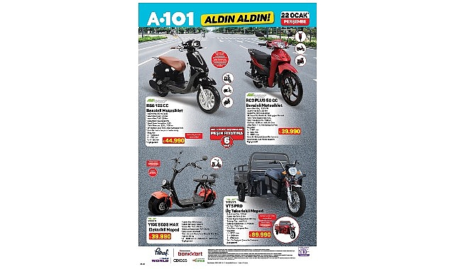 22 Ocak&rsquo;ta A101&rsquo;de Motosiklet ve Moped Modelleri Satışa Sunuluyor