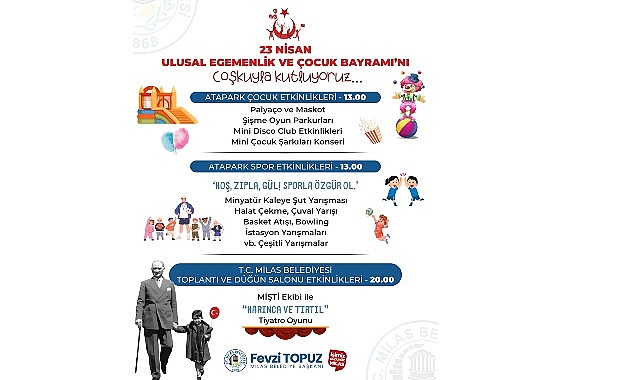 23 Nisan Ulusal Egemenlik ve &Ccedil;ocuk Bayramı Milas Belediyesi Tarafından D&uuml;zenlenecek Etkinliklerle Kutlanacak