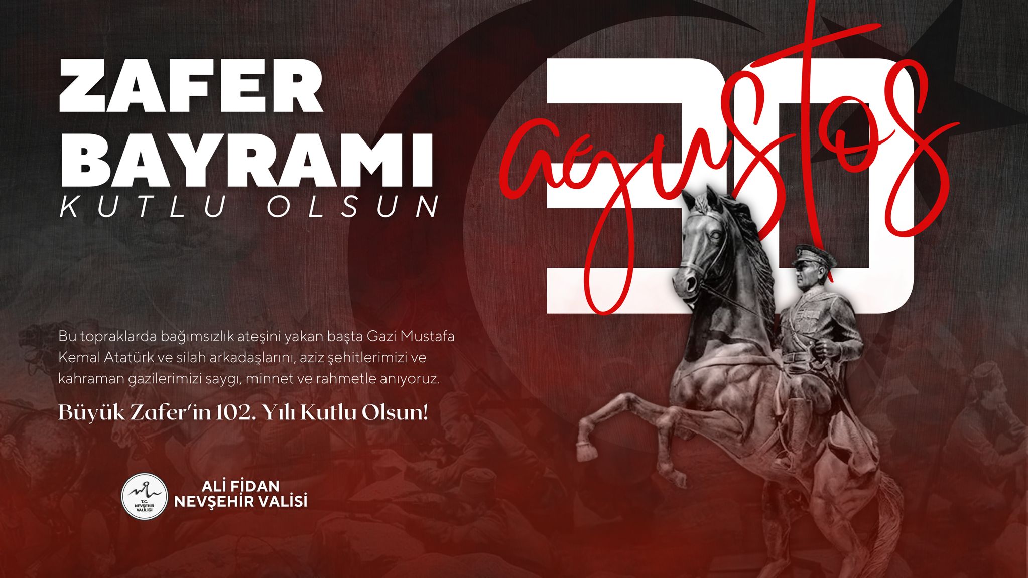 Vali Ali Fidan'ın 30 Ağustos Zafer Bayramı Mesajı!