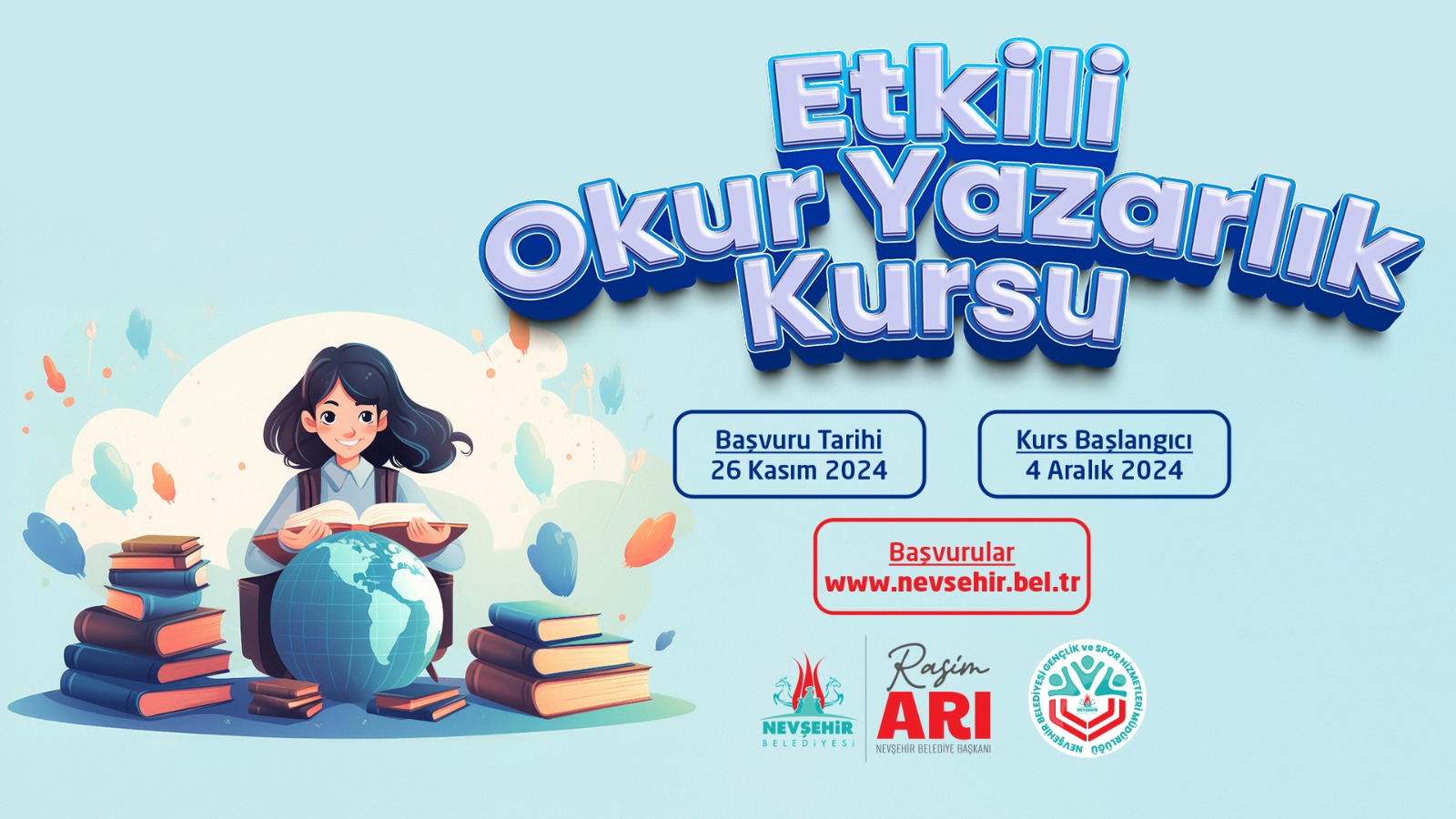 Nevşehir Belediyesi Gen&ccedil;lik ve Spor Hizmetleri M&uuml;d&uuml;rl&uuml;ğ&uuml; b&uuml;nyesinde&nbsp;"Etkili Okur Yazarlık Kursu" a&ccedil;ılıyor.