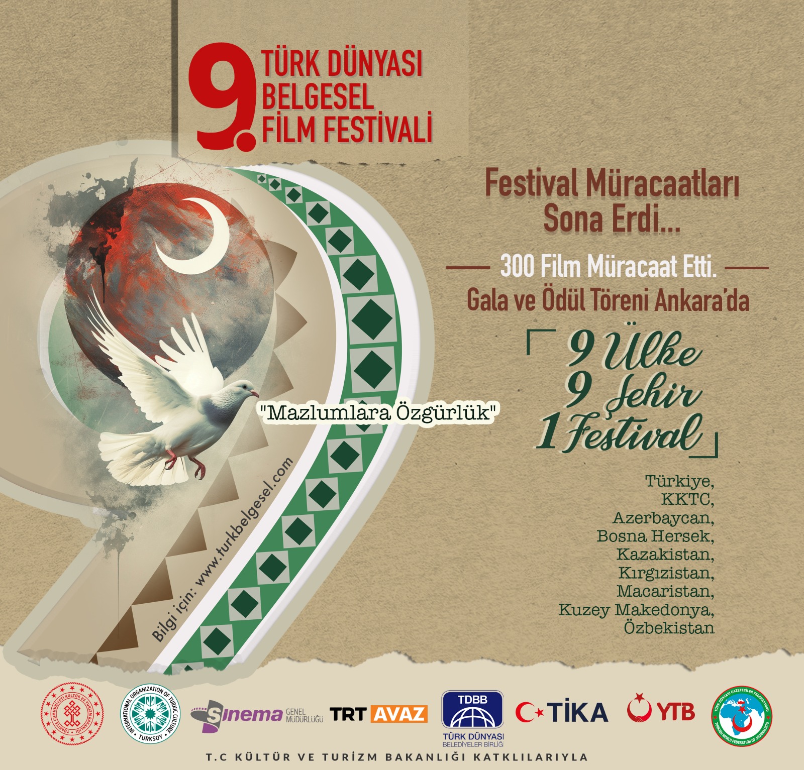 T&Uuml;RK D&Uuml;NYASI 9. BELGESEL FİLM FESTİVALİNE 300 FİLM M&Uuml;RACAAT ETTİ
