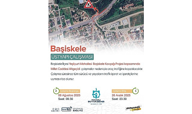 Başiskele Kasap Durağı Altge&ccedil;idi ge&ccedil;ici olarak trafiğe kapatıldı