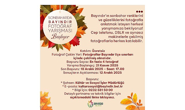 Bayındır&rsquo;da Sonbahar Temalı Fotoğraf Yarışması Başladı