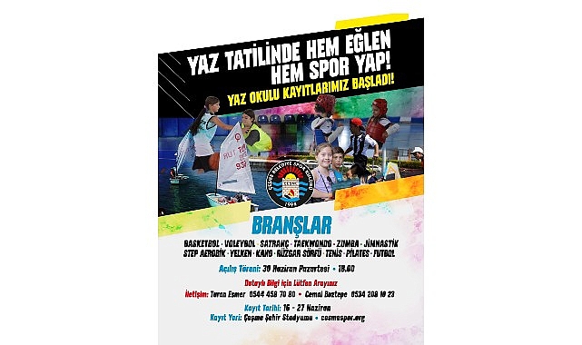&Ccedil;eşme Belediye Spor Kul&uuml;b&uuml; Yaz Spor Okulu başvuruları başladı