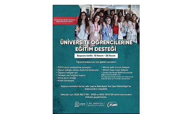 &Ccedil;eşme Belediyesinden &uuml;niversiteli gen&ccedil;lere eğitim desteği