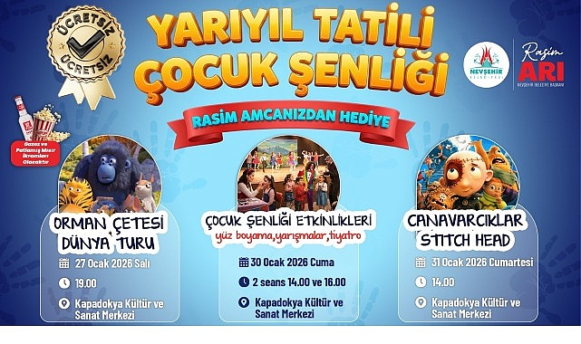 &Ccedil;ocuklar Hepinizi YARIYIL TATİLİ &Ccedil;OCUK ŞENLİĞİ&rsquo;ne Bekliyoruz
