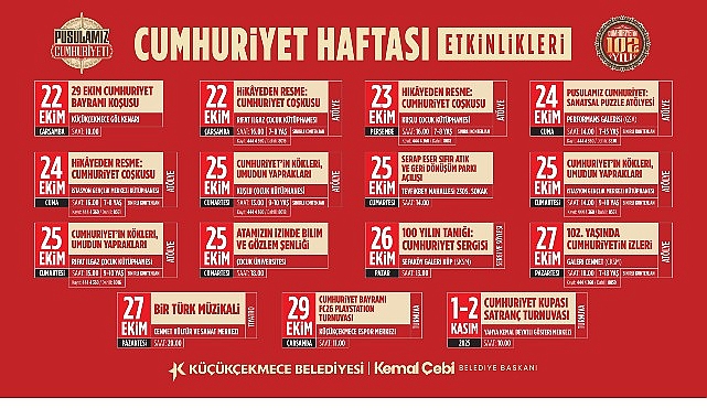 Cumhuriyet&rsquo;in 102. Yılı K&uuml;&ccedil;&uuml;k&ccedil;ekmece&rsquo;de Bir Dizi Etkinlikle Kutlanacak