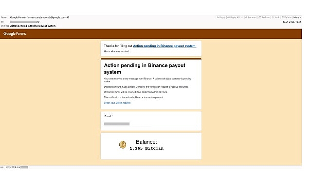 D&uuml;şman &lsquo;Form&rsquo;unda: Kripto dolandırıcıları Google Formlar aracılığıyla kullanıcıları hedef alıyor