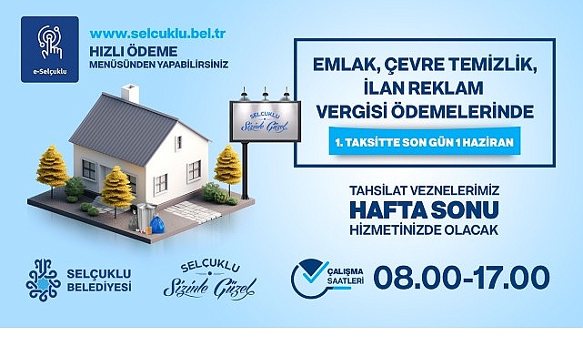 Emlak ve &ccedil;evre temizlik vergisi &ouml;demelerinde son g&uuml;n 1 Haziran