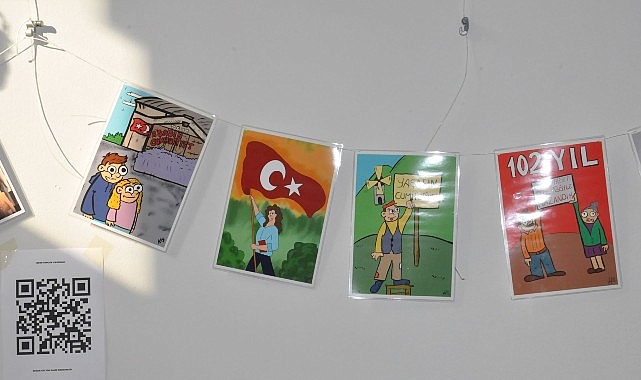 E&Uuml;&rsquo;de &ouml;ğrencilerin kaleminden Cumhuriyet ve Atat&uuml;rk karikat&uuml;rleri sergilendi