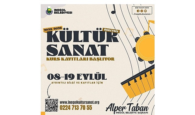 İneg&ouml;l Belediyesi&rsquo;nin K&uuml;lt&uuml;r Sanat Kurslarında Kayıtlar Başladı