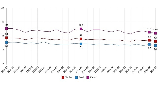 İşg&uuml;c&uuml; İstatistikleri, Temmuz 2025