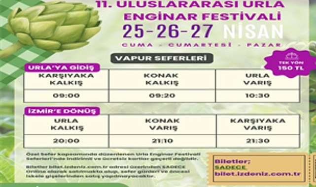 İZDENİZ&rsquo;den Urla Enginar Festivali&rsquo;ne &ouml;zel sefer