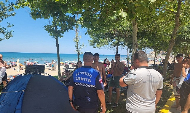 Kandıra sahillerinde &ccedil;adır denetimi