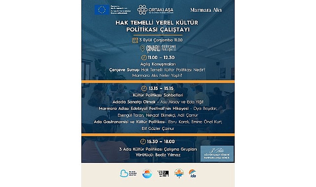 Marmara, Avşa ve Ekinlik Adalarında K&uuml;lt&uuml;r Sanat Buluşmaları 3 Ada K&uuml;lt&uuml;r Sanat G&uuml;nleri 3 Ada 9 Yerleşim 9 G&uuml;n, 11 Etkinlik!