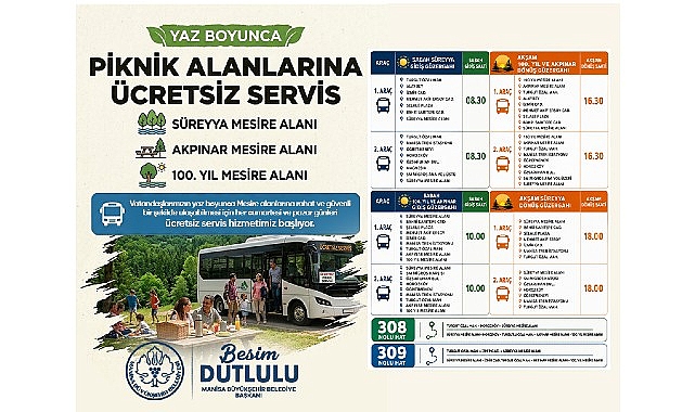 Mesire Alanlarına &Uuml;cretsiz Ulaşım Başlıyor