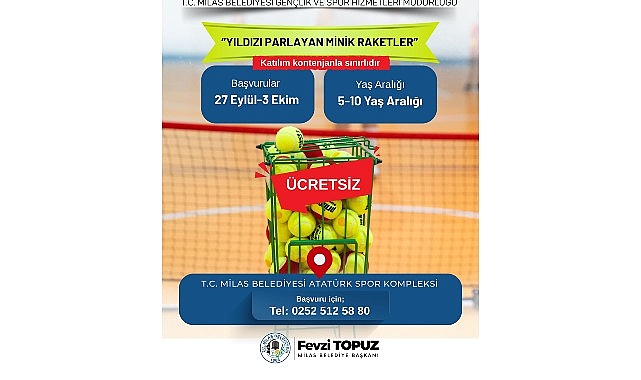 Milas Belediyesi&rsquo;nden Minik Sporcular İ&ccedil;in Tenis Kursu