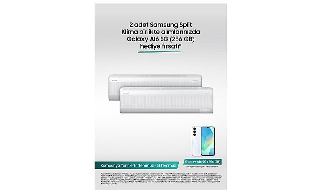 Samsung Split Klimalarda 2&rsquo;li alımda Galaxy A16 5G telefon hediye fırsatı!