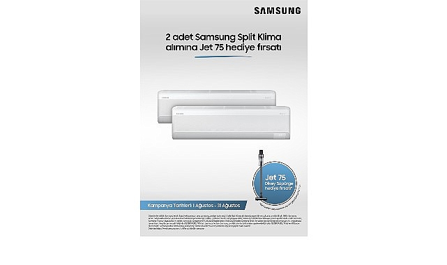 Samsung WindFree&trade; Split Klimalarda 2&rsquo;li alımda JET 75 Dikey s&uuml;p&uuml;rge hediye!