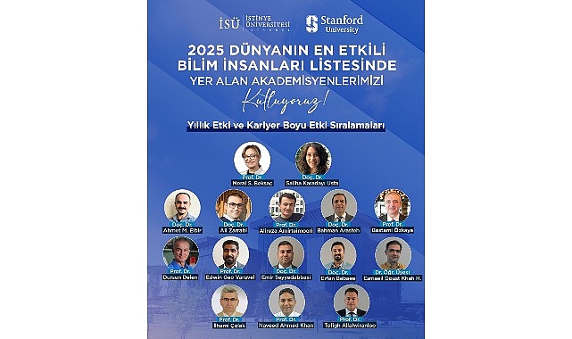 Stanford &Uuml;niversitesi&rsquo;nin &ldquo;D&uuml;nyanın En Etkili Bilim İnsanları&rdquo; listesinde İstinye &Uuml;niversitesi&rsquo;nden 15 akademisyen yer aldı