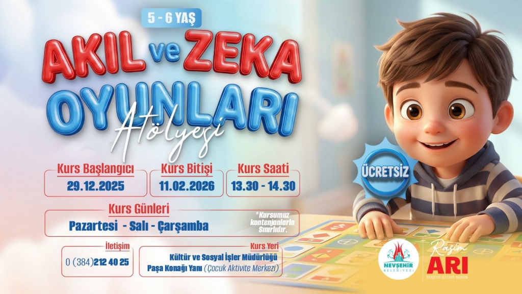 Nevşehir&rsquo;de &Ccedil;ocuklara Akıl ve Zek&acirc; Oyunları At&ouml;lyesi