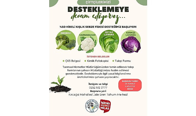 Y&uuml;zde 50 Hibelı Kışlık Sebze Fidesi Başvuruları Başlıyor